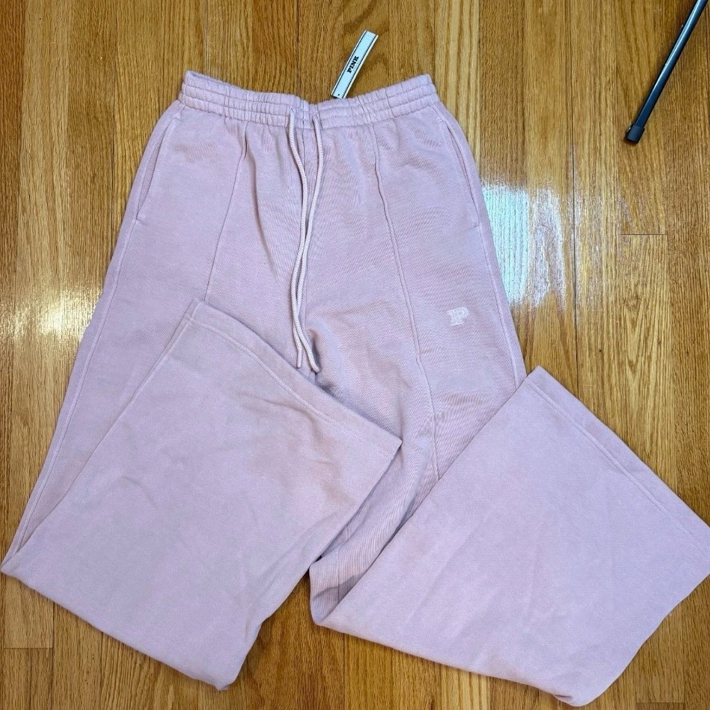 NWT Victorias Secret Wide Leg Sweatpants SZ M Dusty Pink